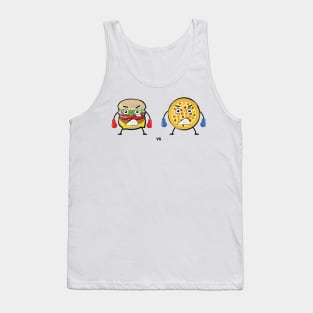 Funny Pizza vs Burger Characters - Fast Food Battle Tank Top